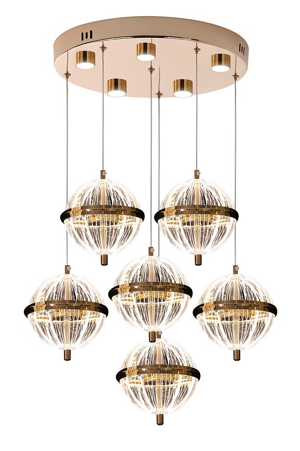 Barkın 6'Lı 40 Watt Yuvarlak Gold Ledli Modern Salon Avize - 2