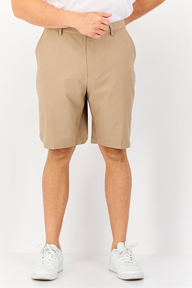 شورت تشينو رجالي سادة، لون بني - 1