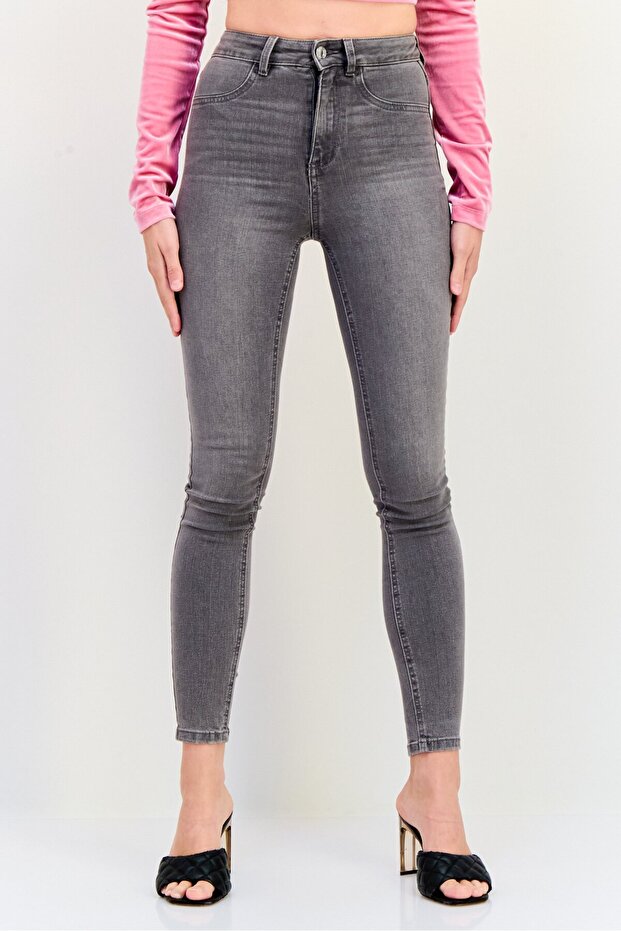 Women Slim Fit Washed Stretchable Denim Jeans, Light Grey