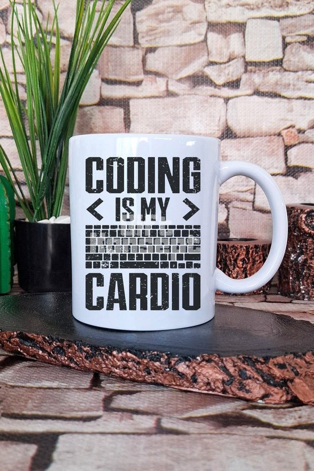 كوب تقديم القهوة والشاي المطبوع من Coding Is My Cardio