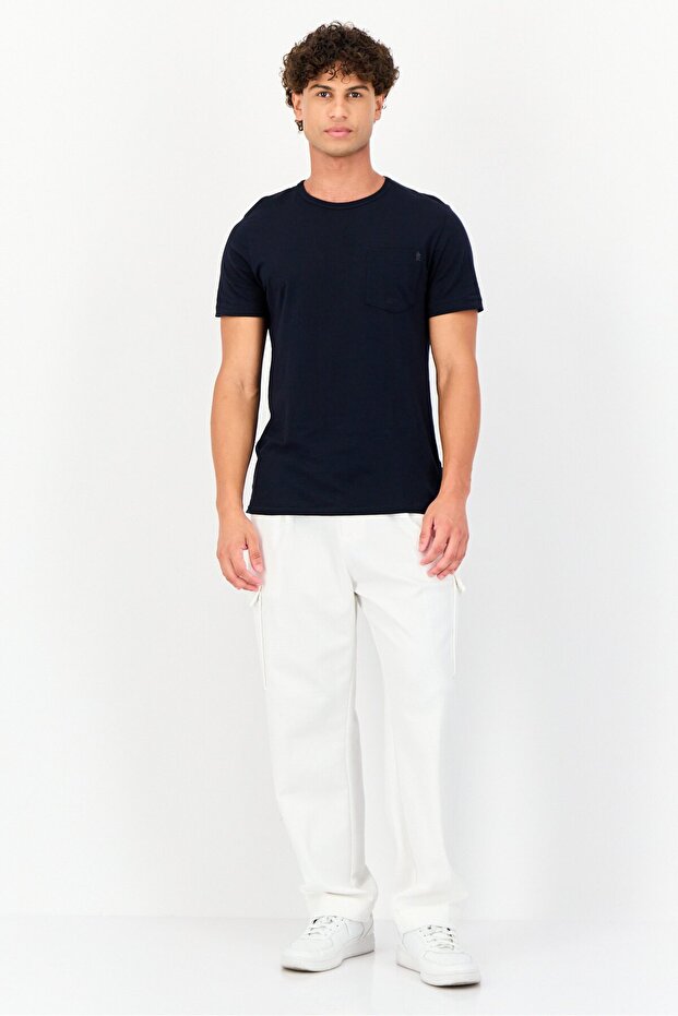 بنطلون كارجو سادة بقصّة عادية للرجال، أبيض - 3