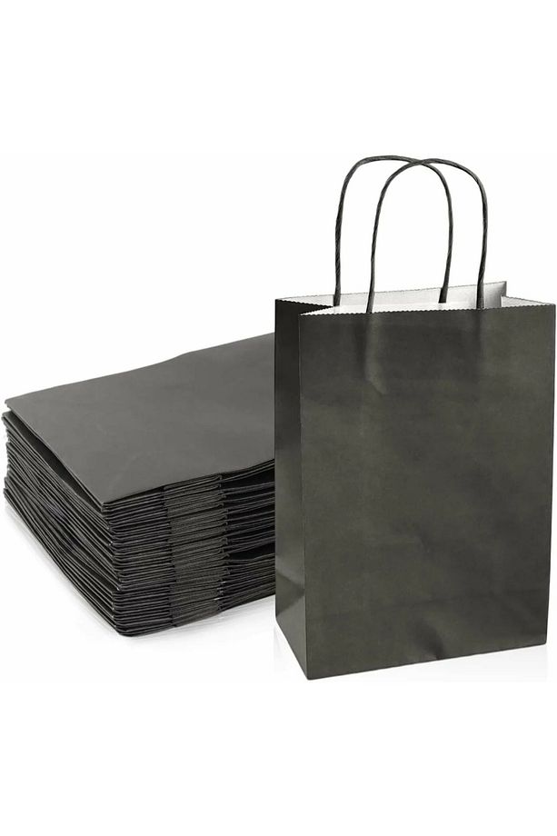 Siyah Çanta 20x10x22 cm 50 Adet(Kağıt Poşet Çanta) - 1