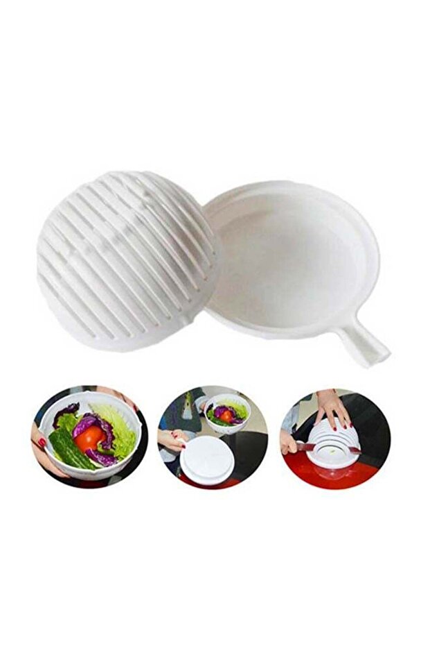 Salad Cutter Bowl White 10x5x10centimeter