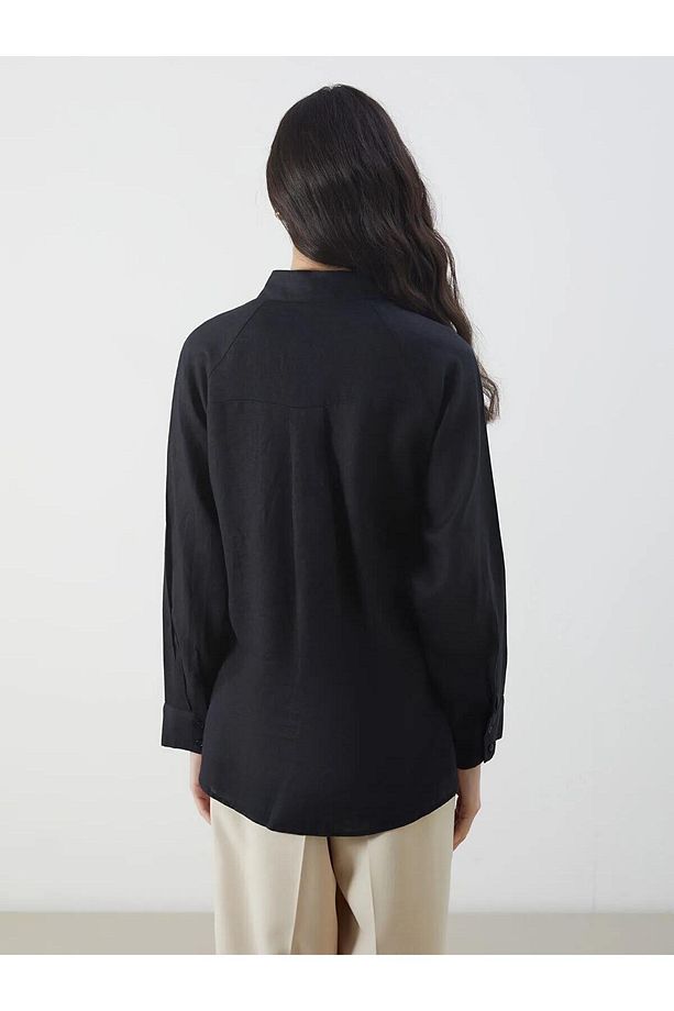 Lcw Modest Oversize %100 Keten Kadın Gömlek (S5) - 8