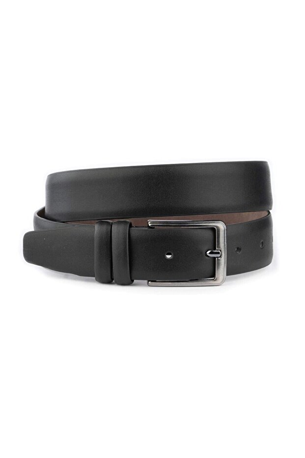 Classic Vegan Men's Belt High Quality Trouser Belt with Silver Buckle 3.5 cm