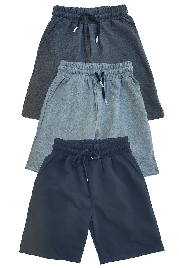 Unisex 3 Lü Erkek Kız Çocuk Şort Seti Pamuklu Şort 5 6 7 8 9 10 11 12 13 14 yaş - 1