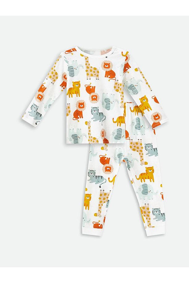 Bisiklet Yaka Uzun Kollu Baskılı Erkek Bebek Pijama Takımı (W4) - 1