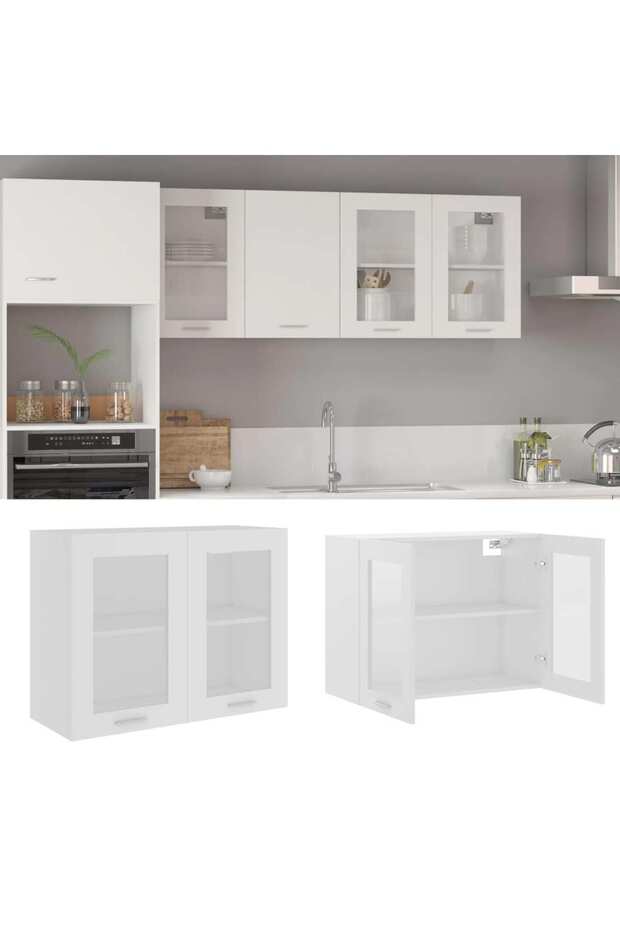 Hanging Glass Cabinet White 80x31x60 cm Engineered Wood