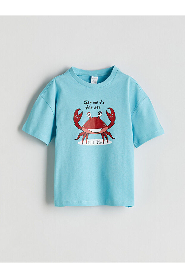 Crew Neck Printed Boy's T-Shirt
