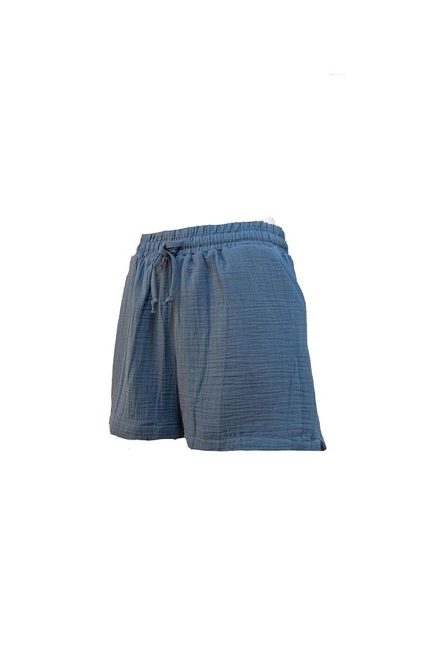Kadın Müslin Regular Fit Bağcıklı Cepli Şort - 3