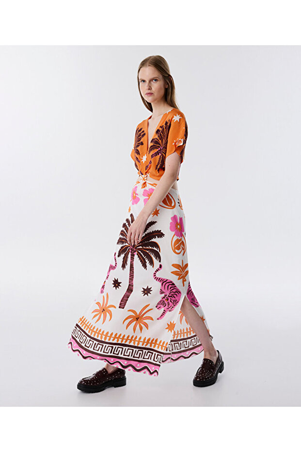 BASKILI CUT-OUT ELBİSE - 2