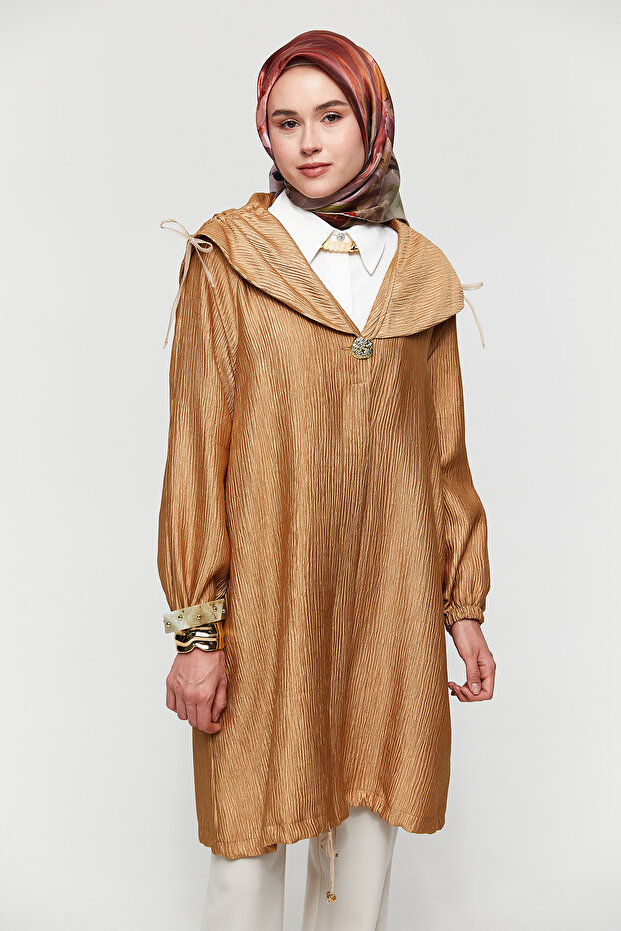 Düğmeli Jakarlı Kap - 4