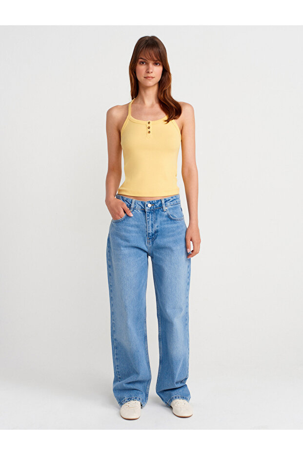 21106 قميص داخلي بحزام مزين بأزرار - أصفر - 4