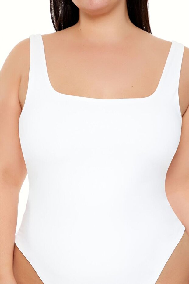 Plus Size Kare Yaka Bodysuit - 5