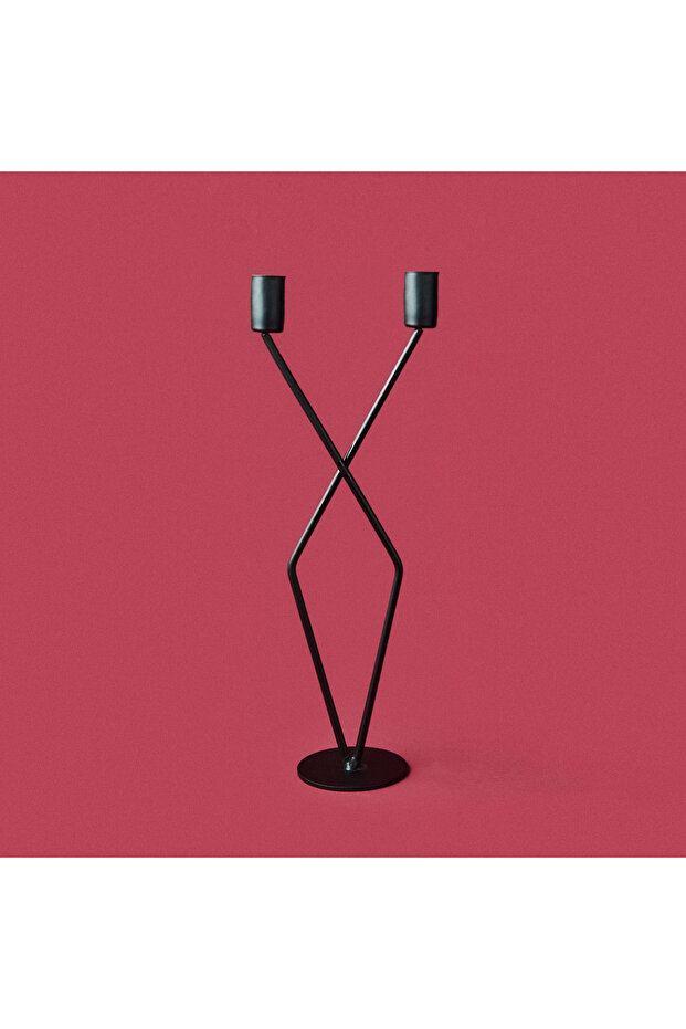 Deco Alessa Şamdan - Siyah - 32 cm - 1