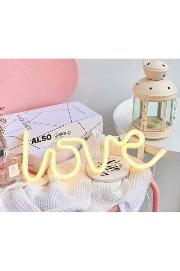 Neon LED Love Sign Shaped Decorative Light Yellow