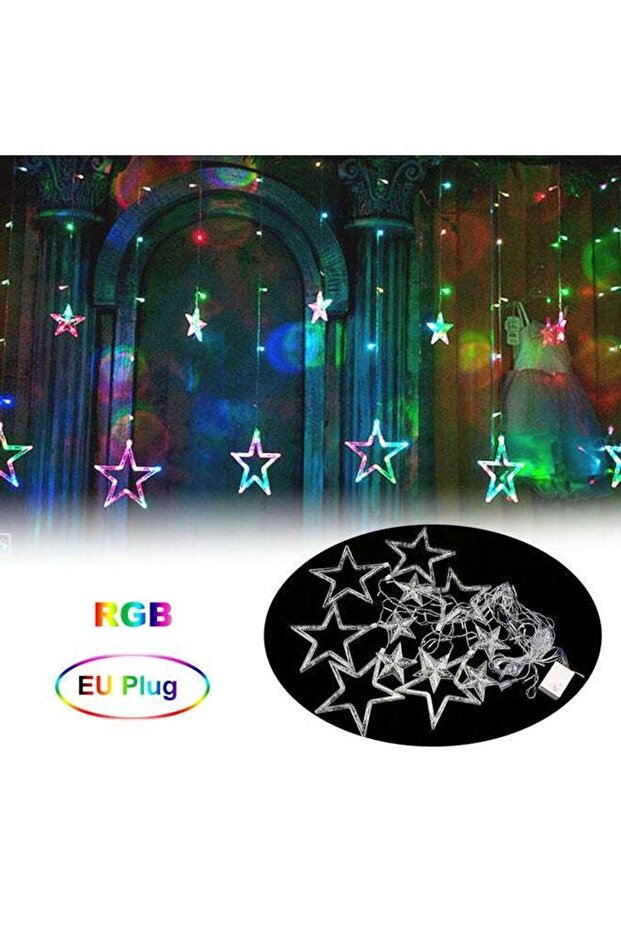 Generic Star Curtain Light 8 Modes LED String RGB Lights Multicolour - 1