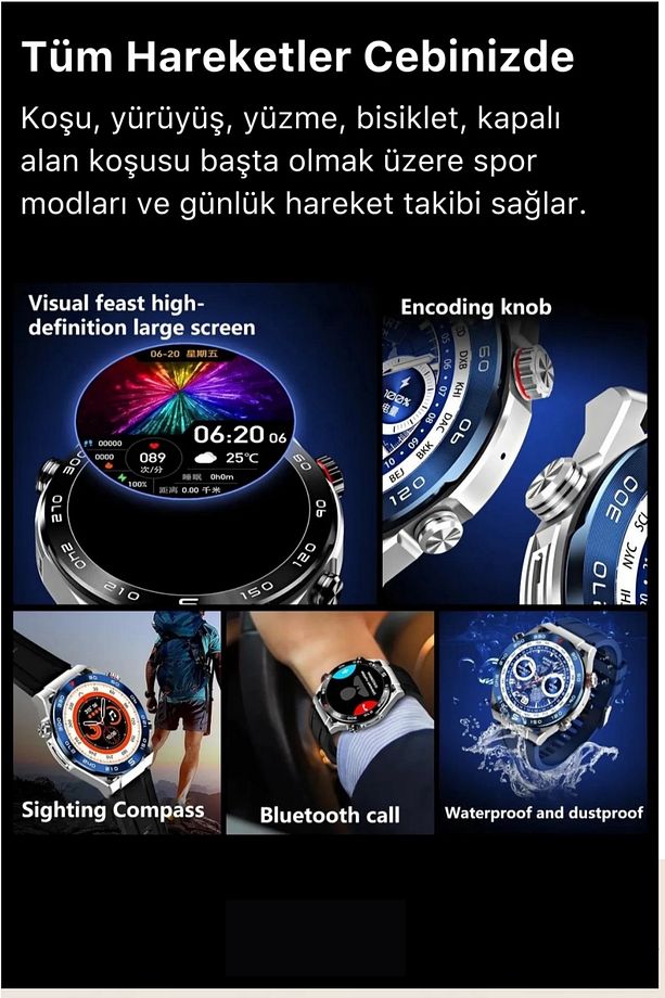 Yeni Nesil SK4 Ultimate Amoled HD Oval Ekran Spor Sağlık Sensörlü IOS Android Uyumlu Akıllı Saat - 7