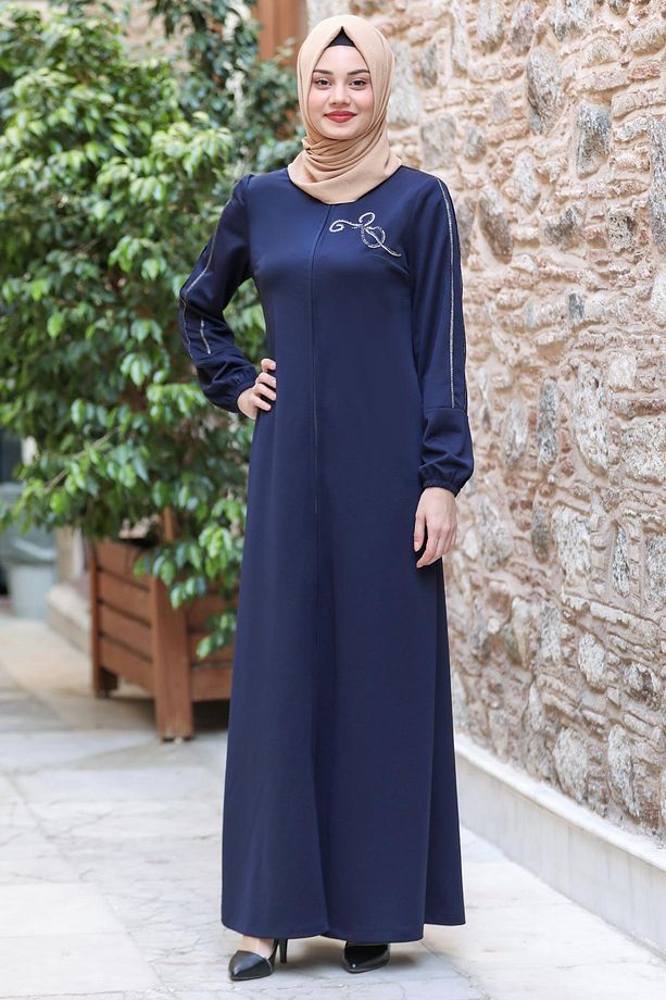 Hira İşlemeli Ferace Lacivert SN56 - 1
