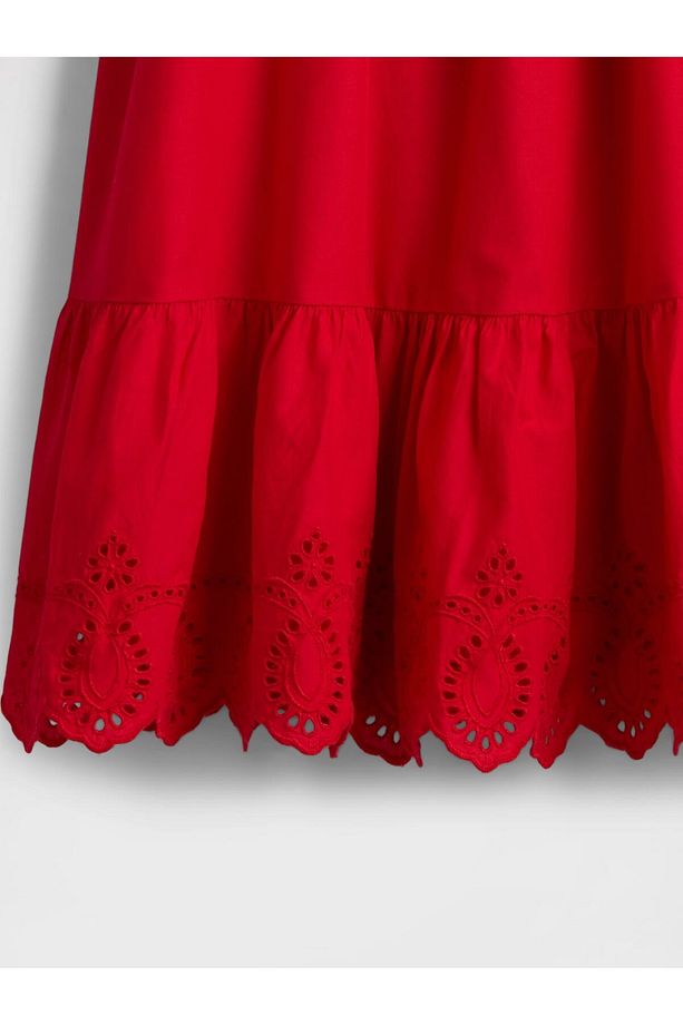 Kız Çocuk Kırmızı Kids Smocked Ruffle Midi Elbise - 3
