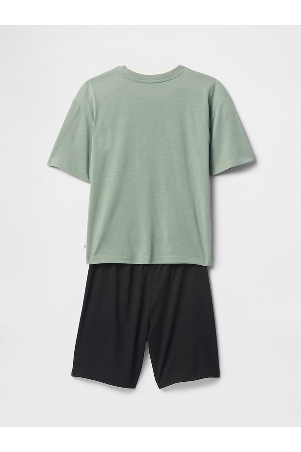 Erkek Çocuk Yeşil Şort Pijama Takımı - 2