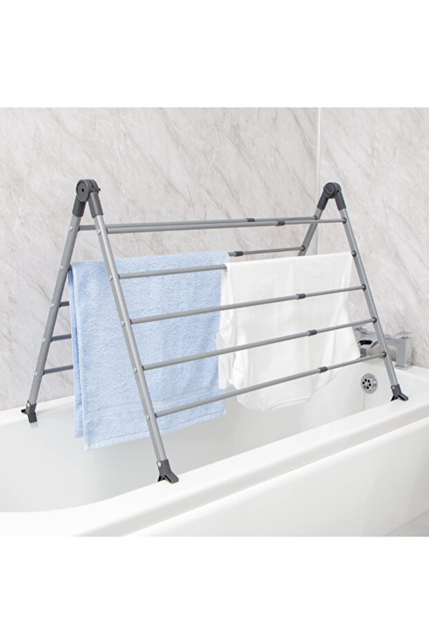 رف تجفيف الملابس القابل للتمديد فوق الحمام - 6