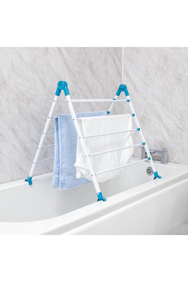 رف تجفيف الملابس القابل للتمديد فوق الحمام - 5