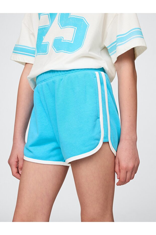 Kız Çocuk Açık Mavi VintageSoft Dolphin Sweat Şort - 3