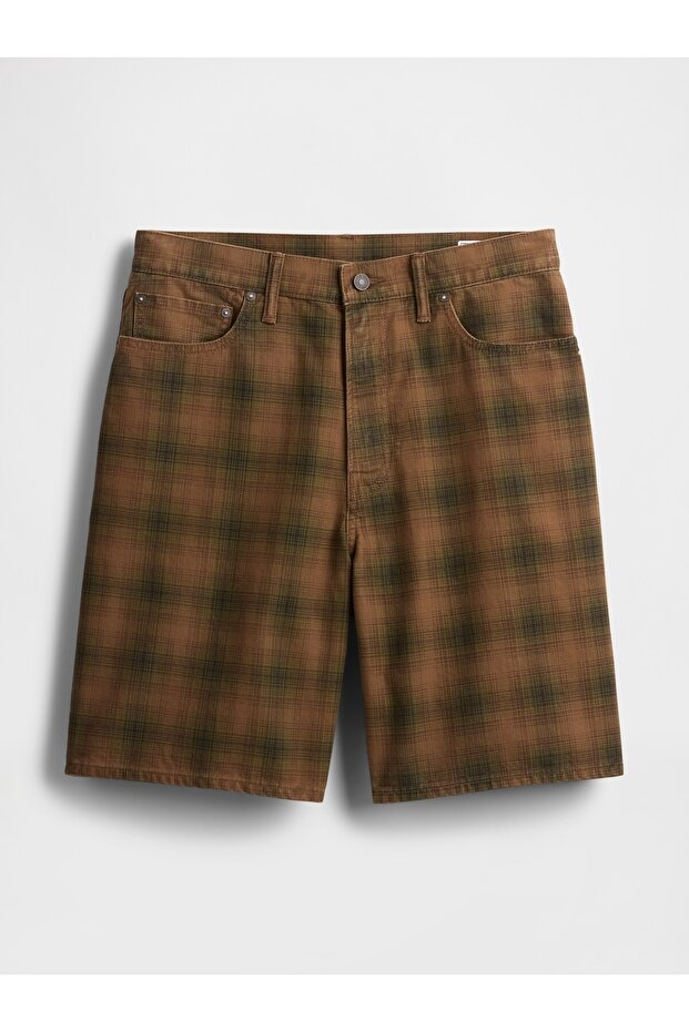 ErkekKareli Kanvas Şortlar - 2