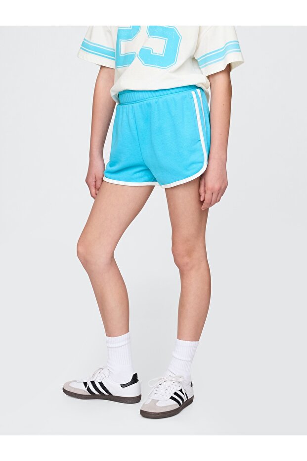 Kız Çocuk Açık Mavi VintageSoft Dolphin Sweat Şort - 6