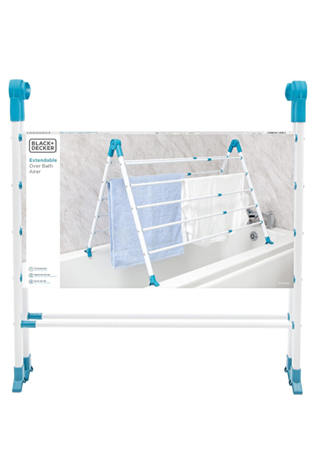 رف تجفيف الملابس القابل للتمديد فوق الحمام - 4