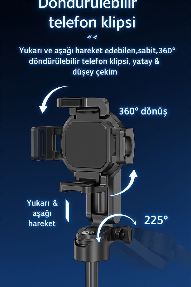 Magsafe Uyumlu Profesyonel Tripod 360 Döner Başlık Hafif Taşınabilir Vlog Seyahat Canlı Yayın Selfie - 6