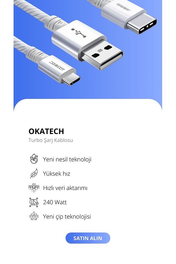 Usb-Type C 240WATT TURBO Şarj - Senkron Kablosu Apple Samsung Reeder Huawei Uyumludur - 1