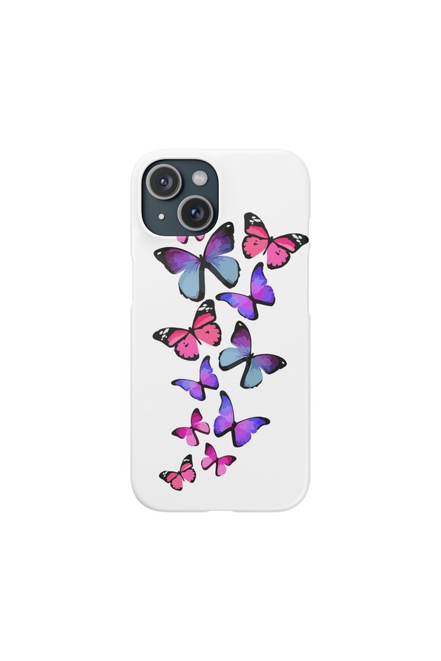 iPhone 15 Compatible Case Butterfly Design Printed Velvet Inside Launch Silicone Cover