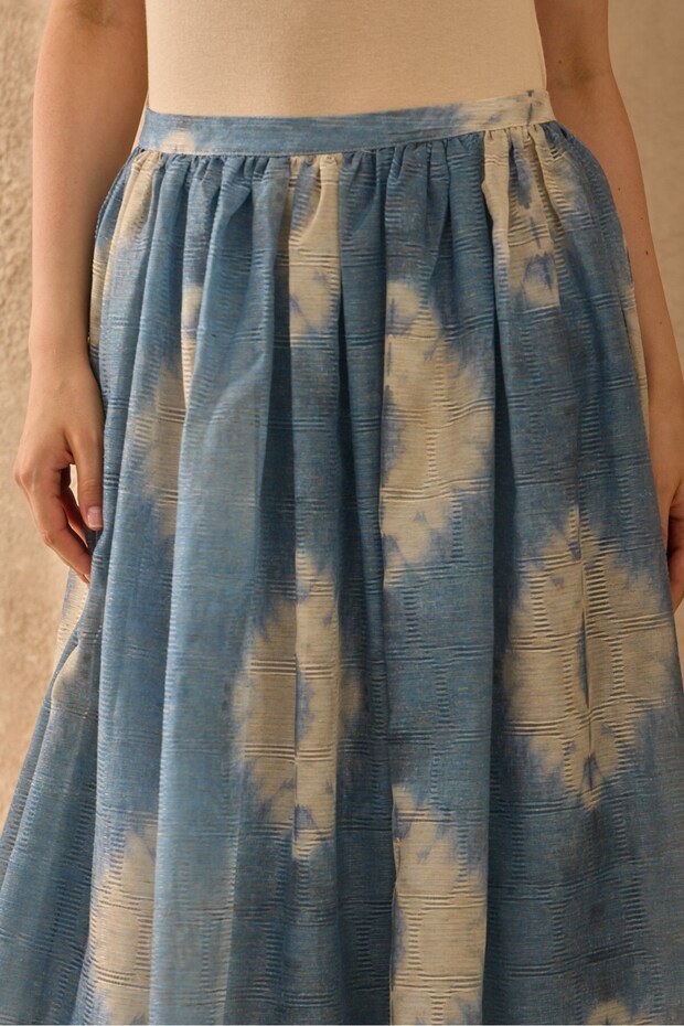 Desenli Etek Mavi - 4