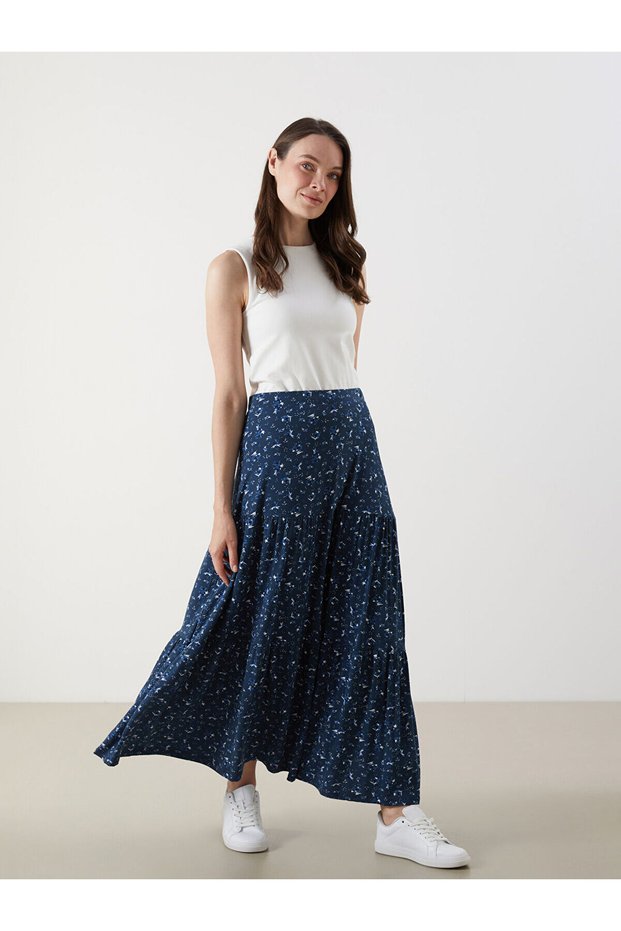 LCW Grace Elastic Waist Floral Women's Skirt