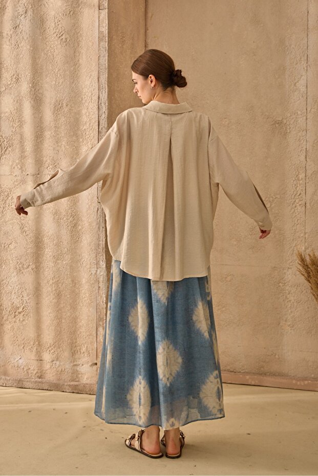 Desenli Etek Mavi - 3