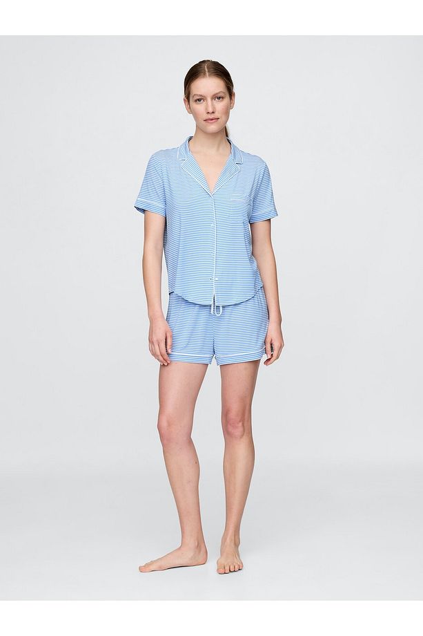 Kadın Mavi Modal Pijama Şort - 1