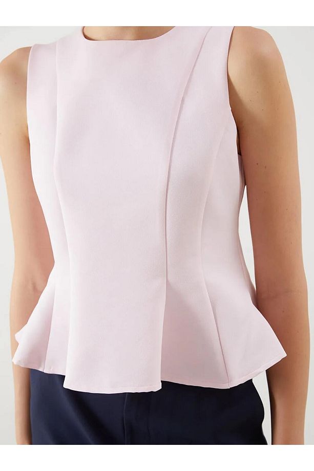 LCW Vision Pembe Bisiklet Yaka Peplum Bluz - 3