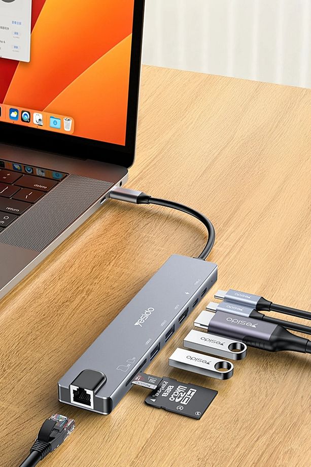 8in1 100W PD 1000mbps Ethernet 2 Adet USB 3.0 SD ve TF Kart Okuyucu 4K Hub Dönüştürücü HB27 - 2