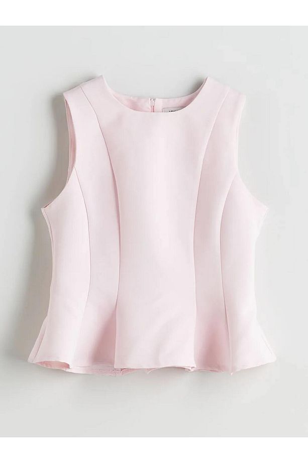 LCW Vision Pembe Bisiklet Yaka Peplum Bluz - 5