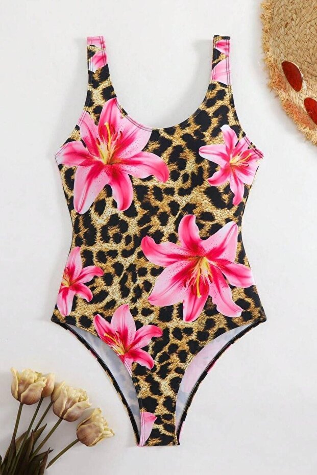 Tek Parça Leopar Baskılı Mayo - 3