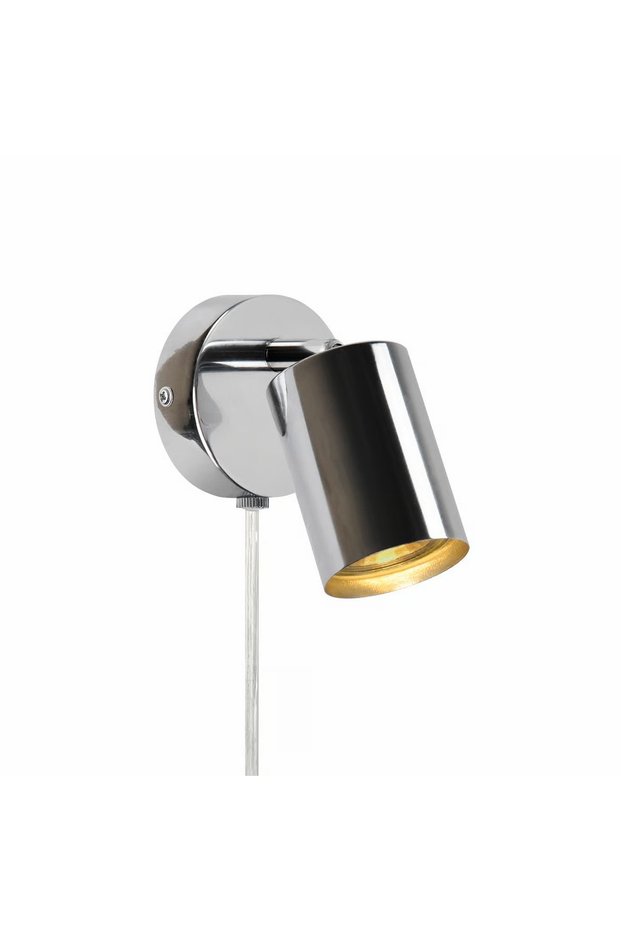 Metal Articulated Chrome Spot Luminaire Sconce Wired Plug with White Led Bulb