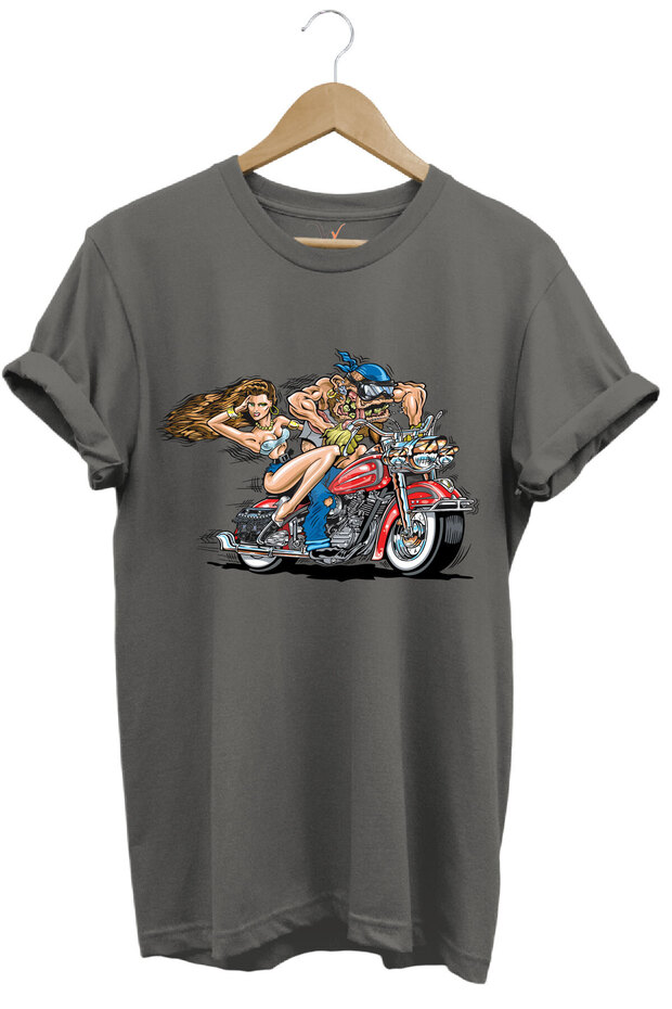 Motorcycle Motor Riding Man and Woman Printed 100% Cotton Regular Fit T-Shirt