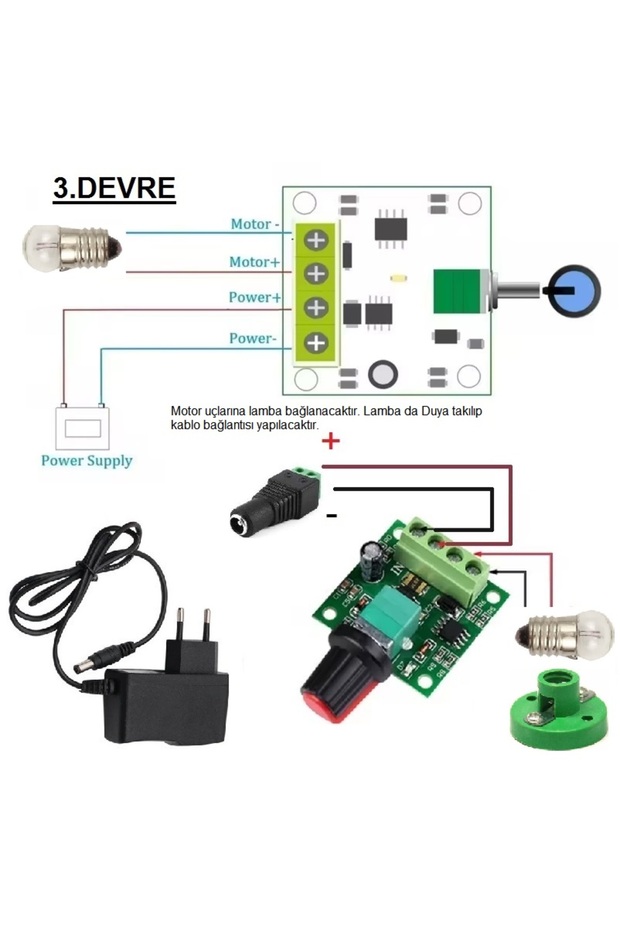 Kutulu 3 in 1 Basit Lamba ve Dimmer Deney Seti (3 Devre) - Öğrenci Elektrik Devresi - 4