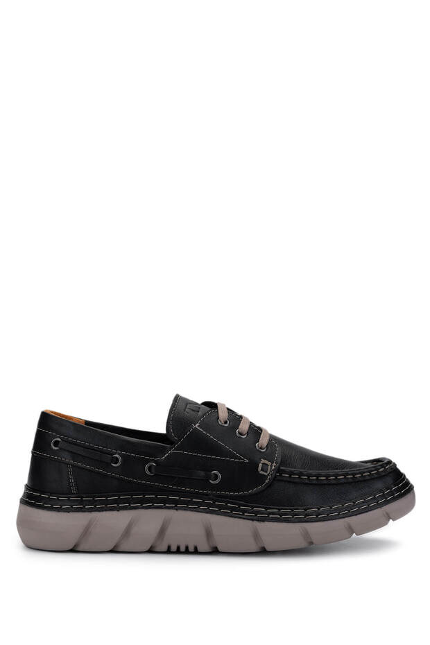 Men's Genuine Leather Black Leather Casual Shoes