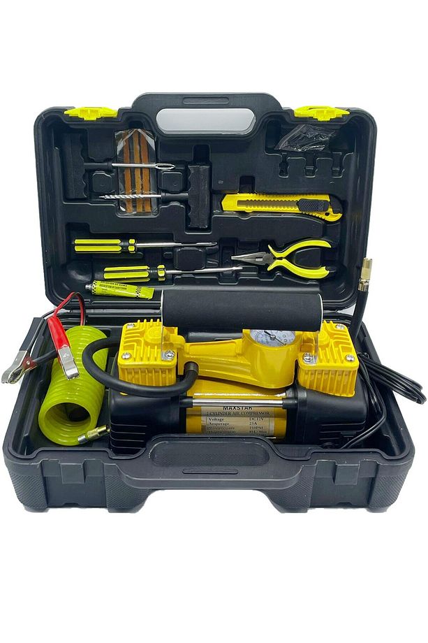 Profesyonel 730P Çift Pistonlu 12 V 150 Psi Dakikada 95 Lt Araç Araba Lastik Bot Şişirme Kompresörü - 5
