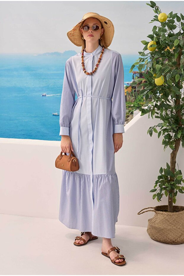 Garnili Elbise Mavi - 4