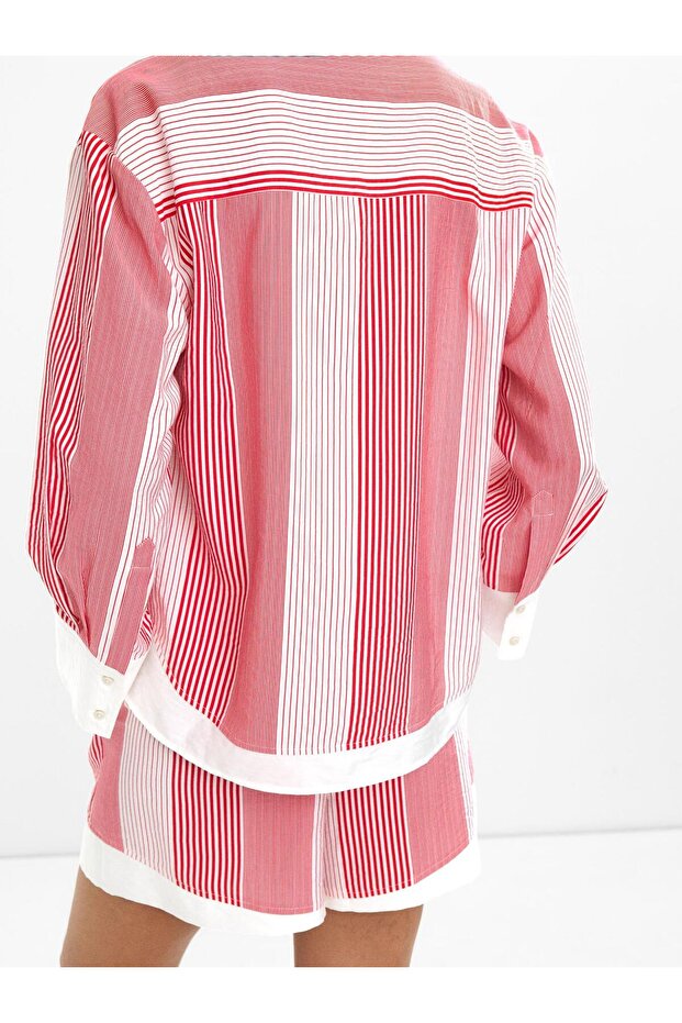 Kontrastlı Çizgili Şort - 4