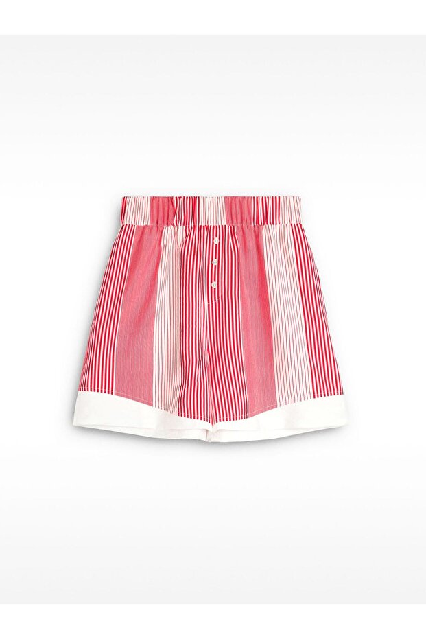 Kontrastlı Çizgili Şort - 7